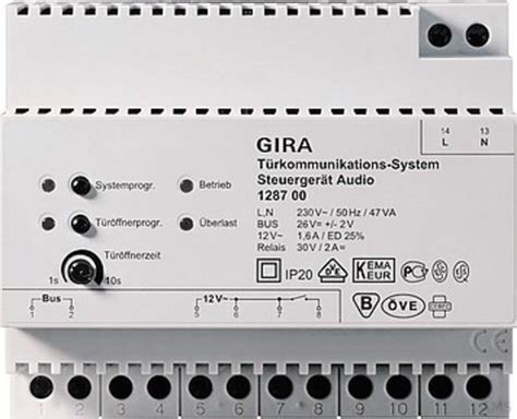 Knx spannungsversorgung 640 ma zwei ausgänge bus (verdrosselt) ein ausgang 30 v dc. Gira 128700 Steuergerät Audio REG Türkommunikation