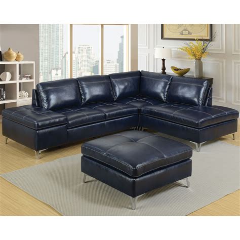 Furniture Of America Brandon Modern Leather Sectional Sofa With Ottoman