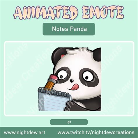 Animated Note Taking Panda Emote Twitch Emote Youtube Etsy Australia