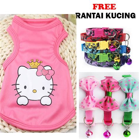 I bought these sillybandz brand hello kitty ones for her, and were disappointed when we took them out of the package. Baju Kucing FREE RANTAI - hello kitty cat cloth | Shopee ...