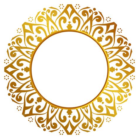 Gambar Ornamen Mewah Pola Emas Lingkaran Bingkai Pernikahan Islamic