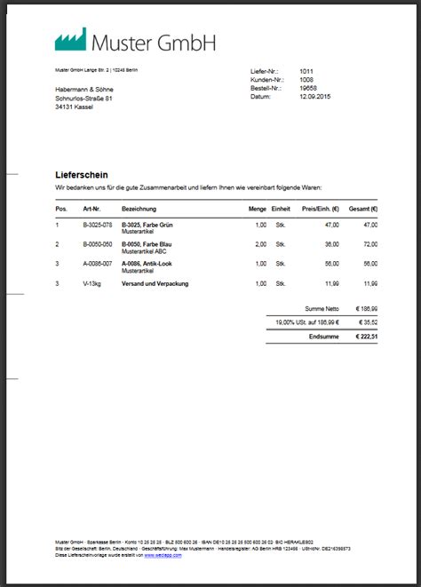 Lieferschein Vorlage für Office/Word - kostenlos - Cekidot