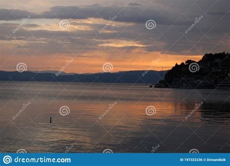 Sunset Over Lake Ohrid Stock Photo Image Of View Town 197322236