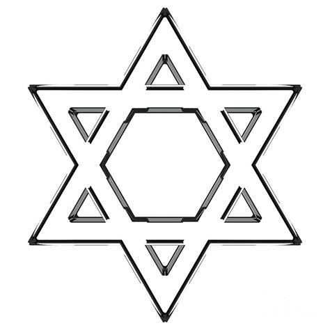 Jewish Star Of David Black Outline Version Digital Art By Shazam