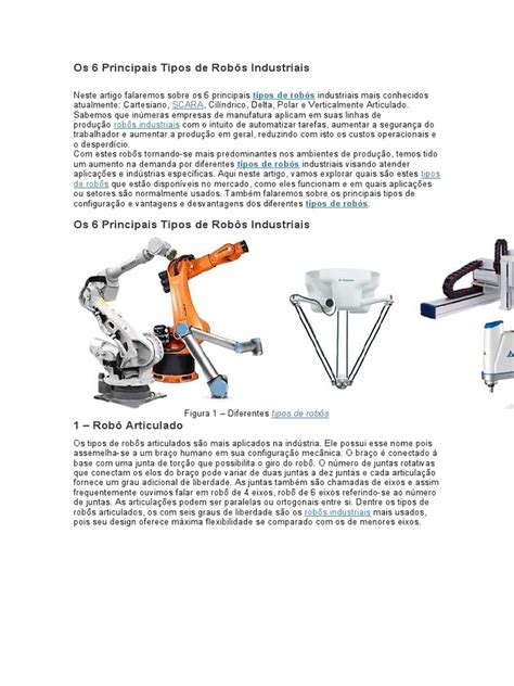 Os 6 Principais Tipos De Robôs Industriais Pdf Robô Robótica