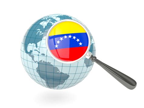 Magnified Flag With Blue Globe Illustration Of Flag Of Venezuela