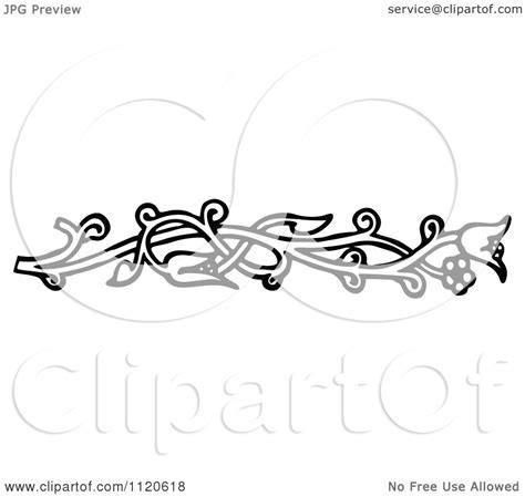 Clipart Of A Retro Vintage Black And White Vine Border 1 Royalty Free