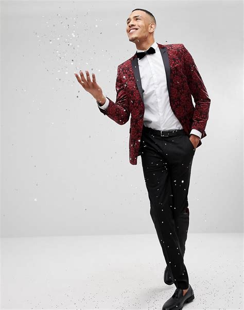 $50 reward for every $500 you spend. Lyst - Asos Tall Skinny Tuxedo Suit Jacket In Red Paisley ...