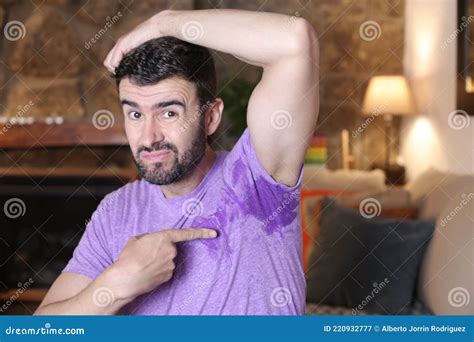 Concerned Man With Wet And Smelly Armpit Stock Image Image Of Aroma