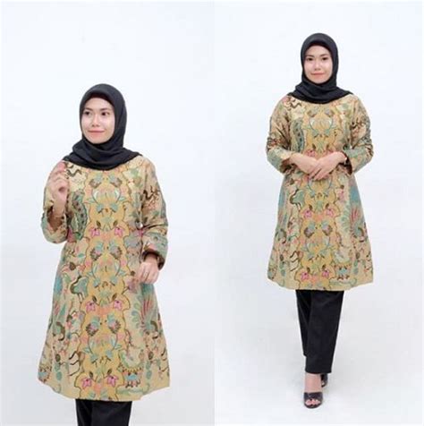 Nah, padahal, sebenarnya, tunik bukan dari arab lho! 30+ Tunik Batik untuk Kerja di Kantor, Desain Kekinian ...