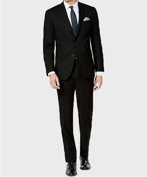 Mens Business Black Suit Gentleman Style Two Buttons Black Suit