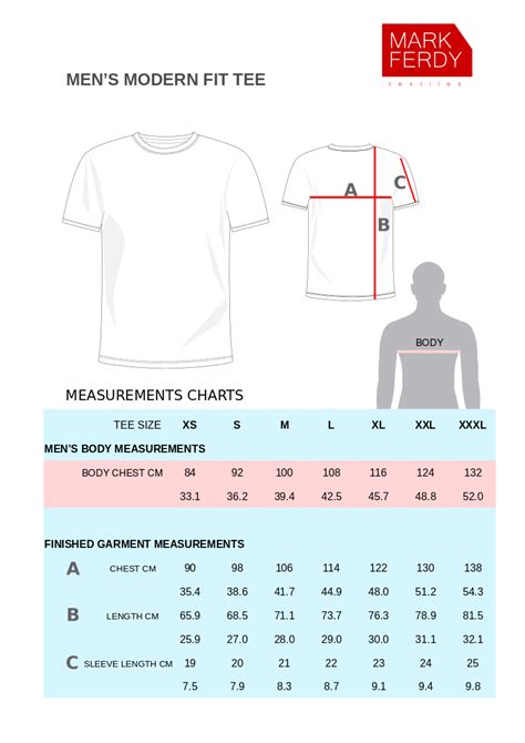 Mens T Shirt Size Chart