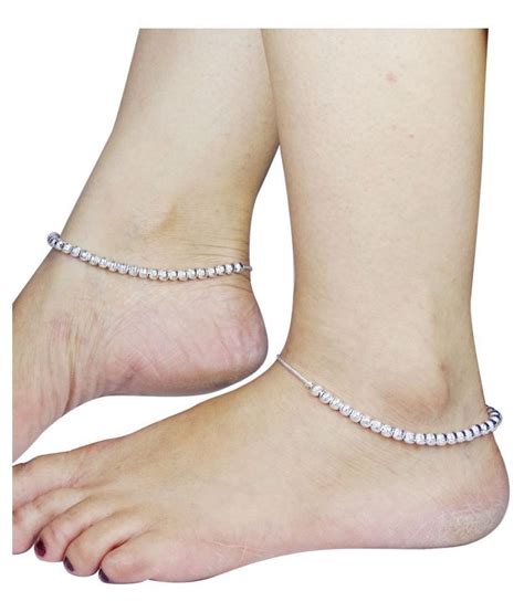Fluck Alloy Silver Plated Pair Of Anklets For Women Silver Buy Fluck