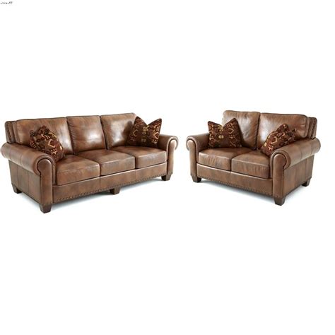 Silverado Caramel Brown Leather Sofa And Love Seat By Steve Silver