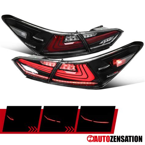 Fit 2018 2022 Toyota Camry Slick Black Tail Lights Sequential Signal