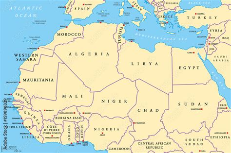 North Africa Map With Capitals United States Map