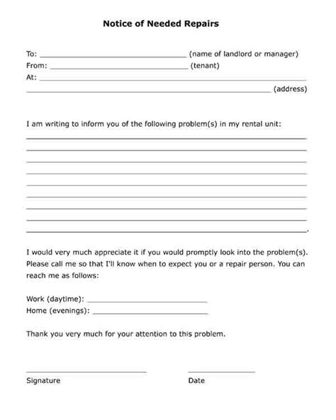 A memo (also known as a memorandum, or reminder) is used for internal communications regarding procedures or official business within an organization. Free printable letter to landlord "Notice of Needed ...