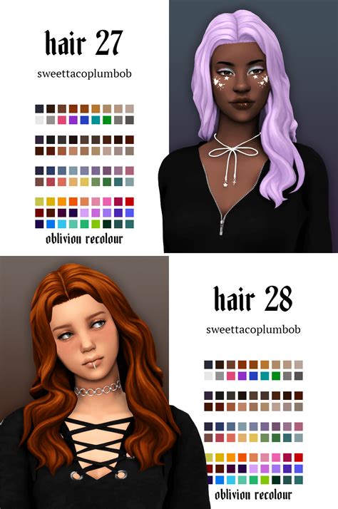 Sims 4 Hairs 27 And 28 Oblivion Recolour The Sims Book