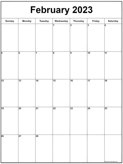Blank Calendar Printable February 2023 Blank Calendar Printable 2023