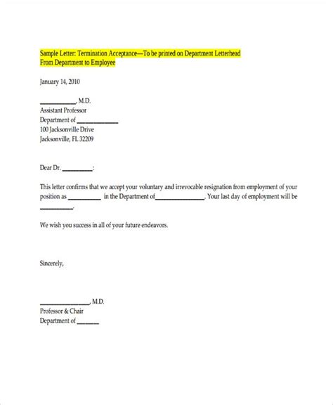 The acceptance letter also notifies 15 april, 2014. 31+ Resignation Letter Templates in PDF | Free & Premium ...