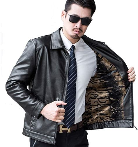 Lkjhg Autumn And Winter New Leather Jackets Mens Suit Collar