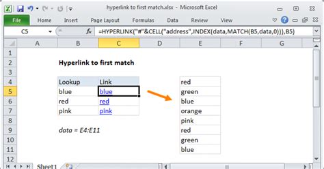 Hyperlink To First Match Excel Formula Exceljet