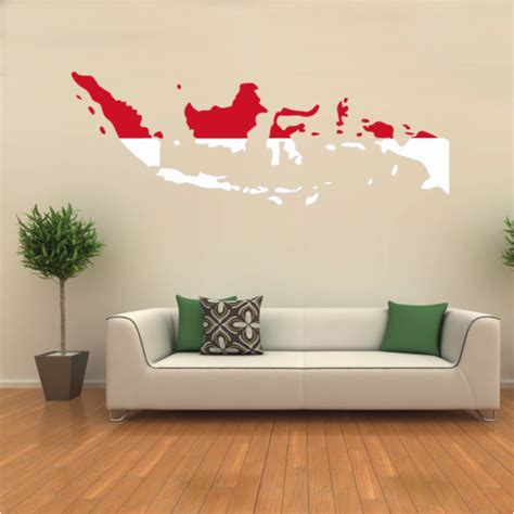 Home & decor indonesia merupakan sebuah majalah interior bulanan yang bertujuan untuk menjadikan kehidupan para pembacanya menjadi lebih stylish. Flag Map of Indonesia Wall Vinyl Sticker Pattern Custom ...