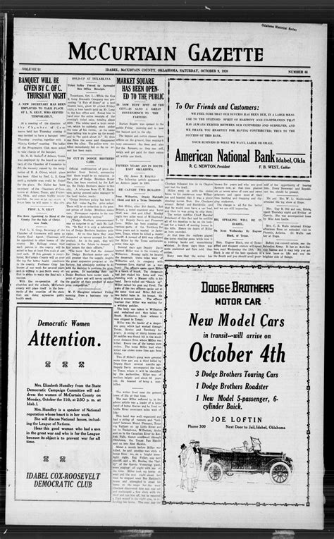 McCurtain Gazette (Idabel, Okla.), Vol. 14, No. 66, Ed. 1 Saturday