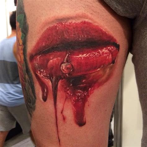 Bloody Mouth With Piercing By Jose Gonzalez Tattoonow