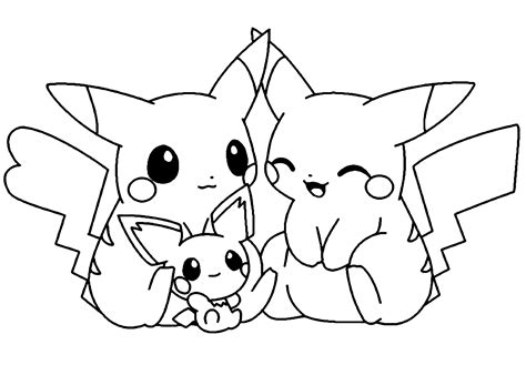 Pikachu Cute Coloring Page