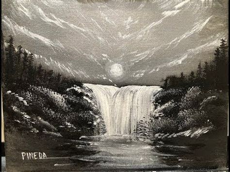 Black and White Waterfall Acrylic Painting for Beginners - YouTube in 2020 | Simple acrylic ...