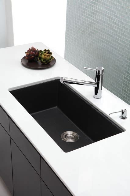 Kraus Kgu 413b Undermount Single Bowl Black Onyx Granite Kitchen Sink