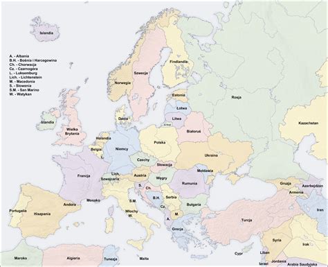 Mapa Konturowa Europy Podpisana Mapa