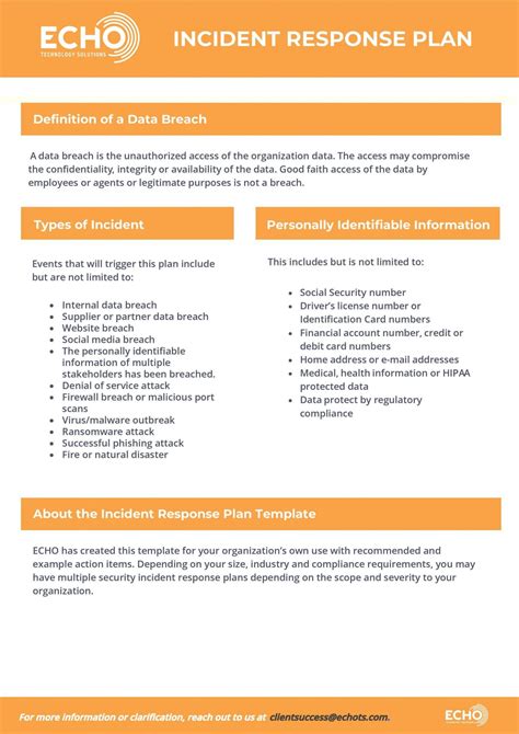 Cybersecurity Incident Response Plan Template
