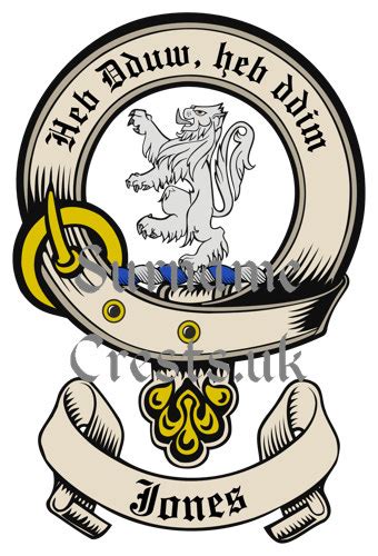 Jones Welsh Clan Sept Surname Crest Badge Instant Image Download