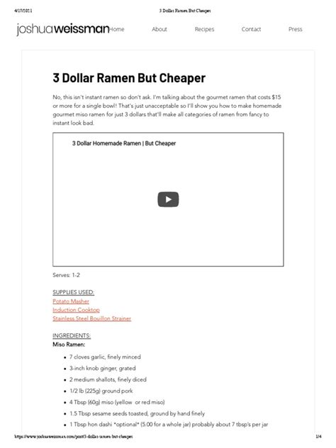 3 Dollar Ramen But Cheaper Pdf Ramen Food And Drink