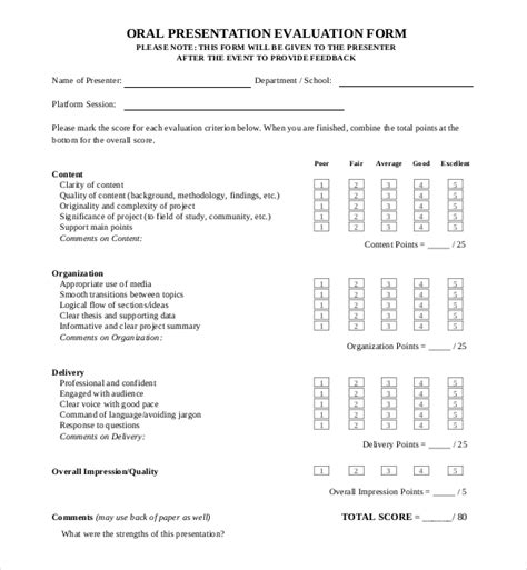 Free 14 Sample Presentation Evaluation Forms In Pdf Ms