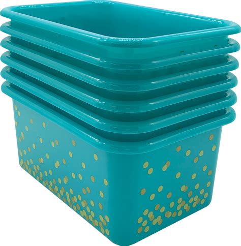 These cheap plastic storage bins are made from durable hard plastic. Teal Confetti Small Plastic Storage Bins 6-Pack - TCR32240 ...
