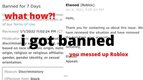 I Got Banned On Roblox For No Reason Youtube