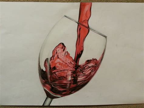 Drawn Glass Colouring Pencil And In Color Drawn Glass Wine
