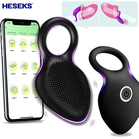 heseks penis ring vibrating clitoris stimulator g spot sex toy for men with app control delay