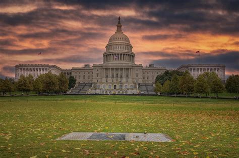 Sunset At Unites States Capitol Building Washington Dc Photograph By
