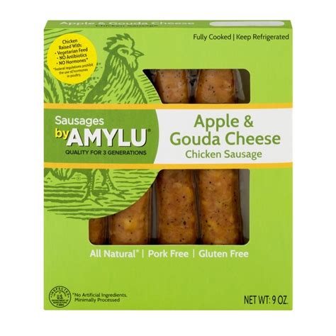 But smothering a chicken breast with tart apples and gouda, giving every bite a rich, unforgettable flavor… that's the kind of smothering mother, child, and boyfriend can get behind. Amylu Sausages by Amylu Apple & Gouda Cheese Chicken Sausage (9 oz) - Instacart