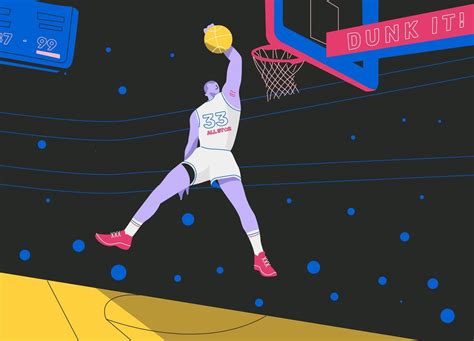How to draw a basketball player? Slam Dunk Basketball Player All Star Vector Flat ...