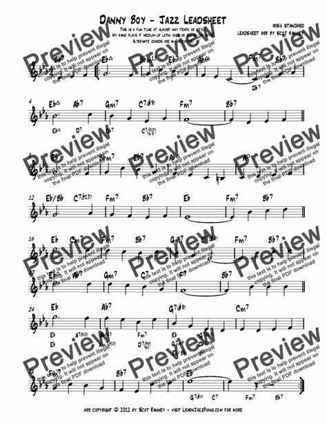 Danny Boy Jazz Leadsheet Download Sheet Music Pdf File