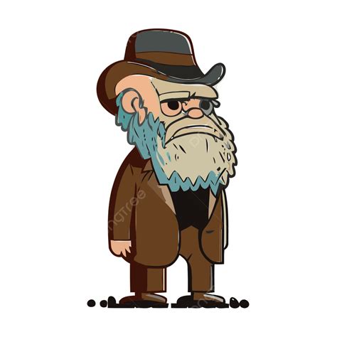 รูปcharles Darwin เวกเตอร์ Png สติ๊กเกอร์การ์ตูนของชายชรากับหมวกและ