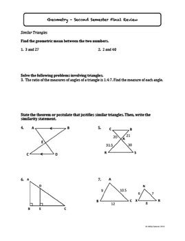 Things to note about this review and the final exam: Geometry Second Semester Final Exam Answer Key Pdf / Test Reviews Geometry 2015 16 - Algebra 1 ...