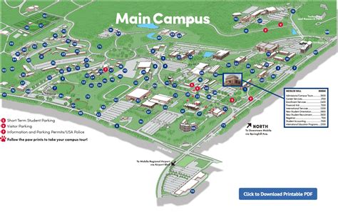 University Of South Alabama Campus Map Map Vectorcampus Map