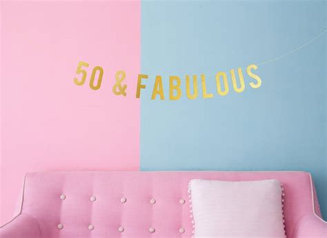 50th Birthday Banner 50 And Fabulous Gold Banner Happy Etsy