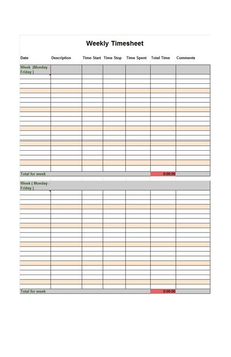 Free Printable Weekly Time Sheet By Kate Eby May 17 2022